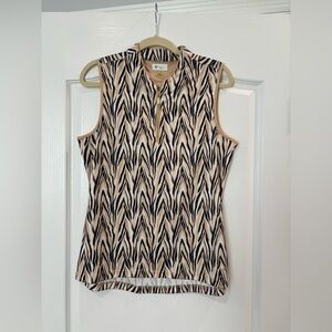 Greg Norman Shark Sleeveless Print Golf Play Dri Top, Size Large